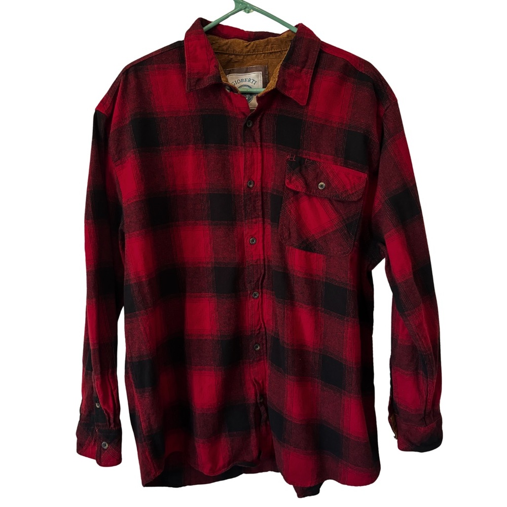 3/$20 Giloberti Red and Black Plaid Men's Long Sleeve Button Down Shirt